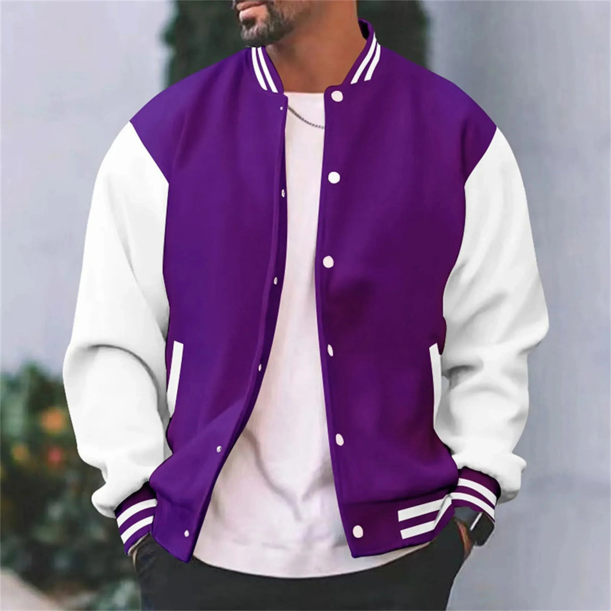 Chaqueta bomber varsity para hombre de corte entallado – Estilo moderno y cómodo