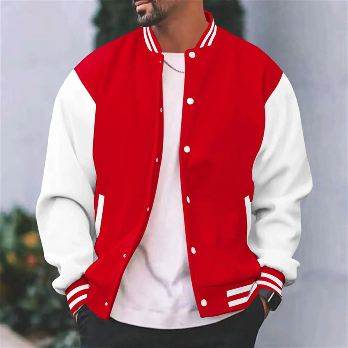 Chaqueta bomber varsity para hombre de corte entallado – Estilo moderno y cómodo