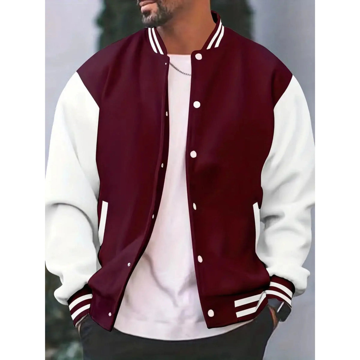 Chaqueta bomber varsity para hombre de corte entallado – Estilo moderno y cómodo