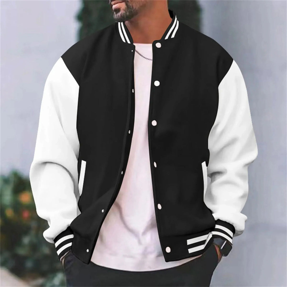 Chaqueta bomber varsity para hombre de corte entallado – Estilo moderno y cómodo