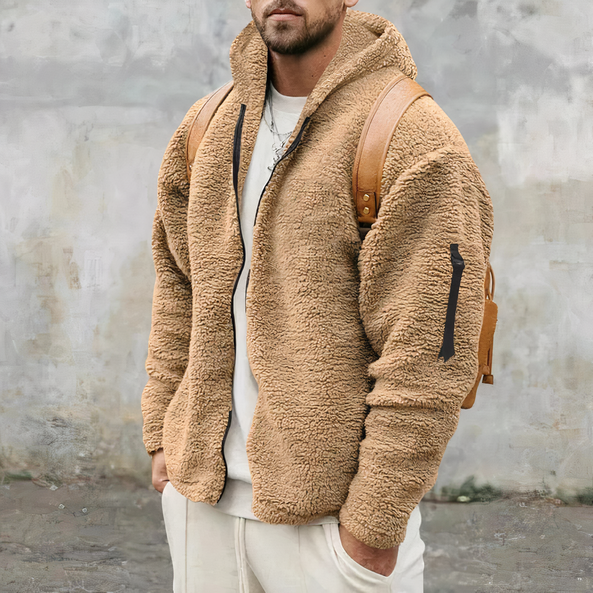 Chaqueta con capucha y cremallera para hombre – Abrigo de invierno cálido y cómodo