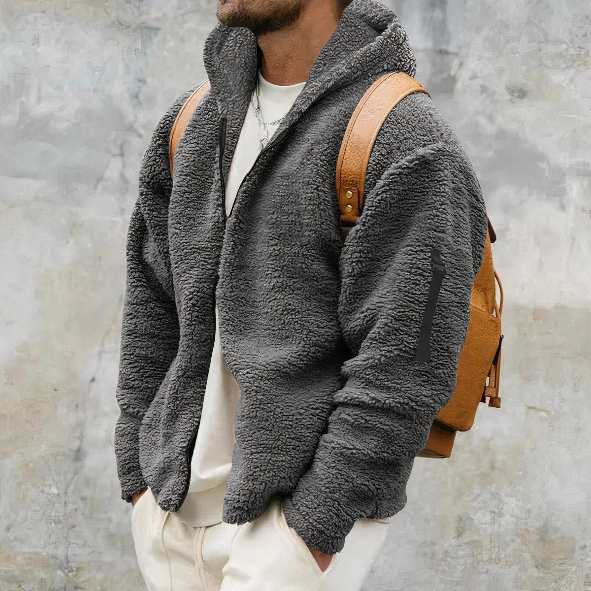 Chaqueta con capucha y cremallera para hombre – Abrigo de invierno cálido y cómodo