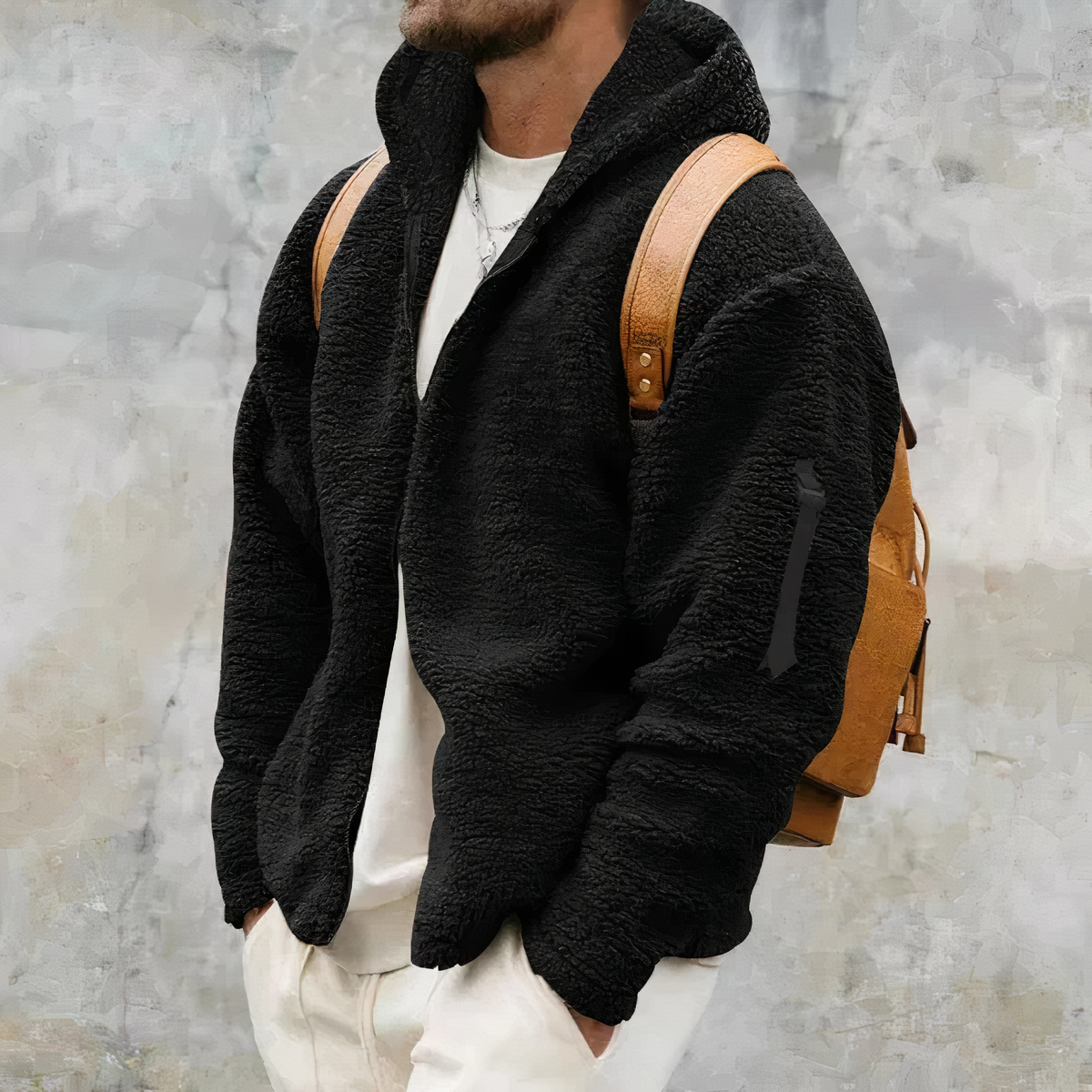 Chaqueta con capucha y cremallera para hombre – Abrigo de invierno cálido y cómodo