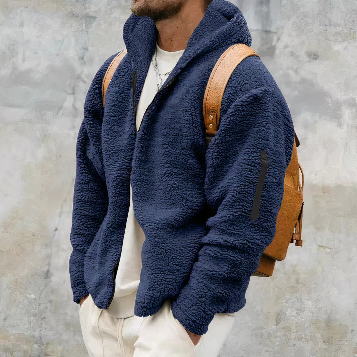 Chaqueta con capucha y cremallera para hombre – Abrigo de invierno cálido y cómodo