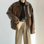 Chaqueta marrón para hombre - Corte oversize - Acabado brillante