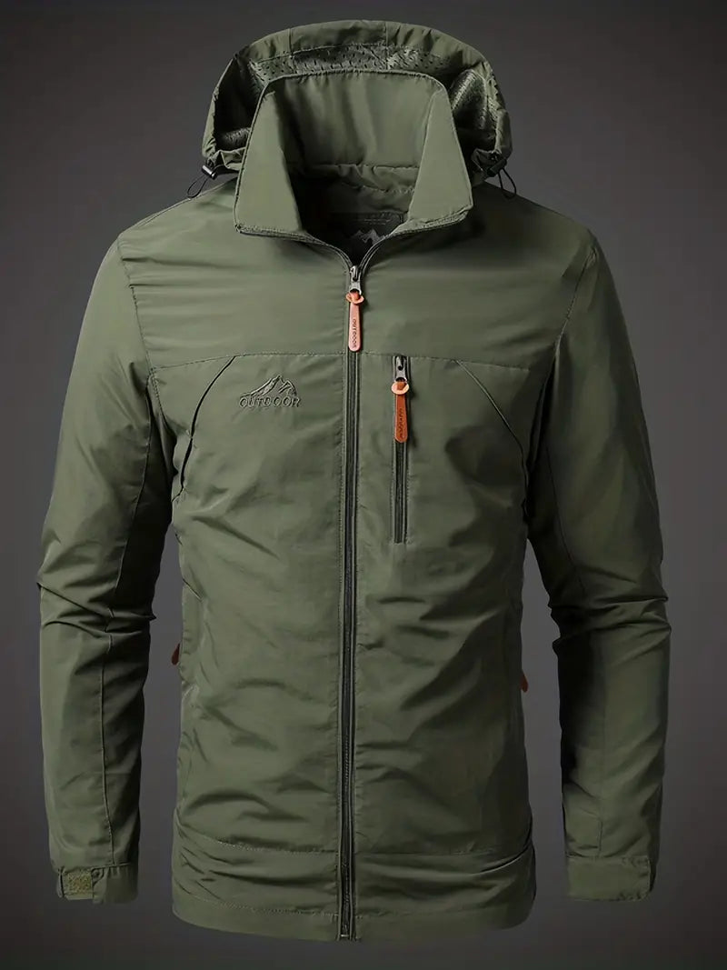Chaqueta impermeable para hombre - Capucha y bolsillos con cremallera