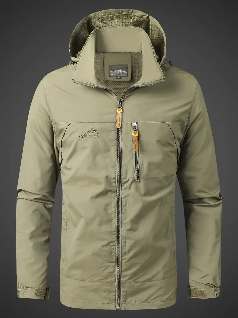 Chaqueta impermeable para hombre - Capucha y bolsillos con cremallera