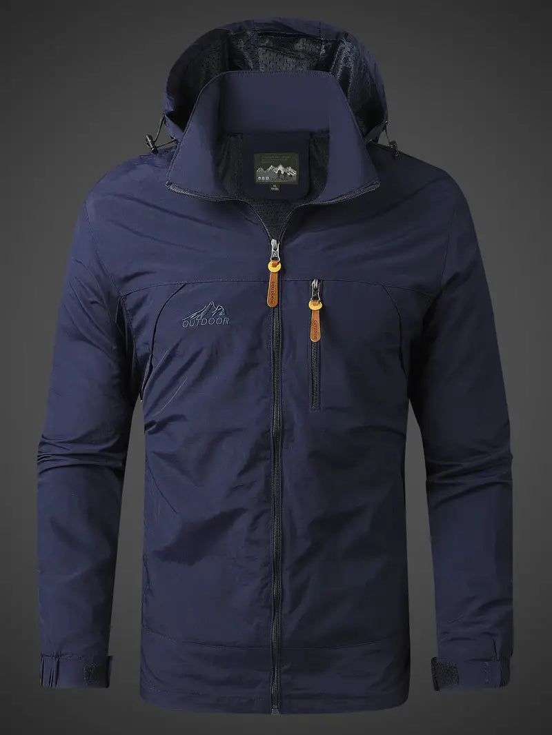 Chaqueta impermeable para hombre - Capucha y bolsillos con cremallera