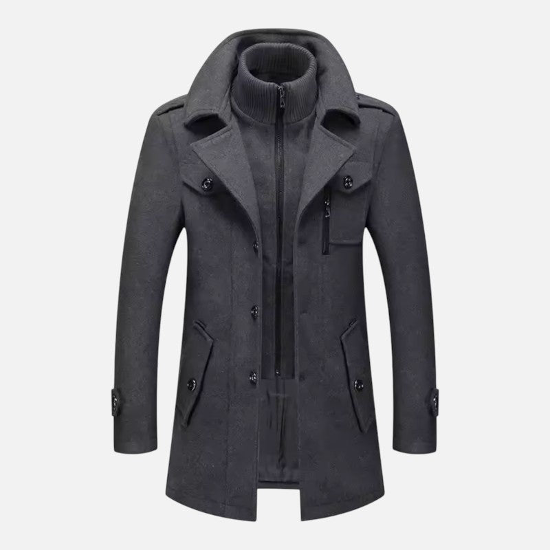 Chaqueta de doble cuello para hombre - Estilo moderno y calor