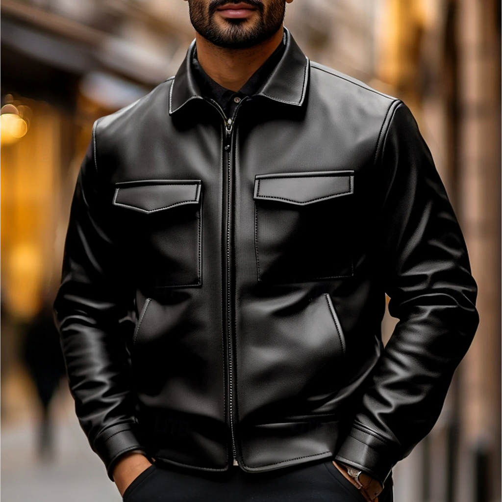 Chaqueta de Cuero Elegante para Hombres | Lujo Clásico