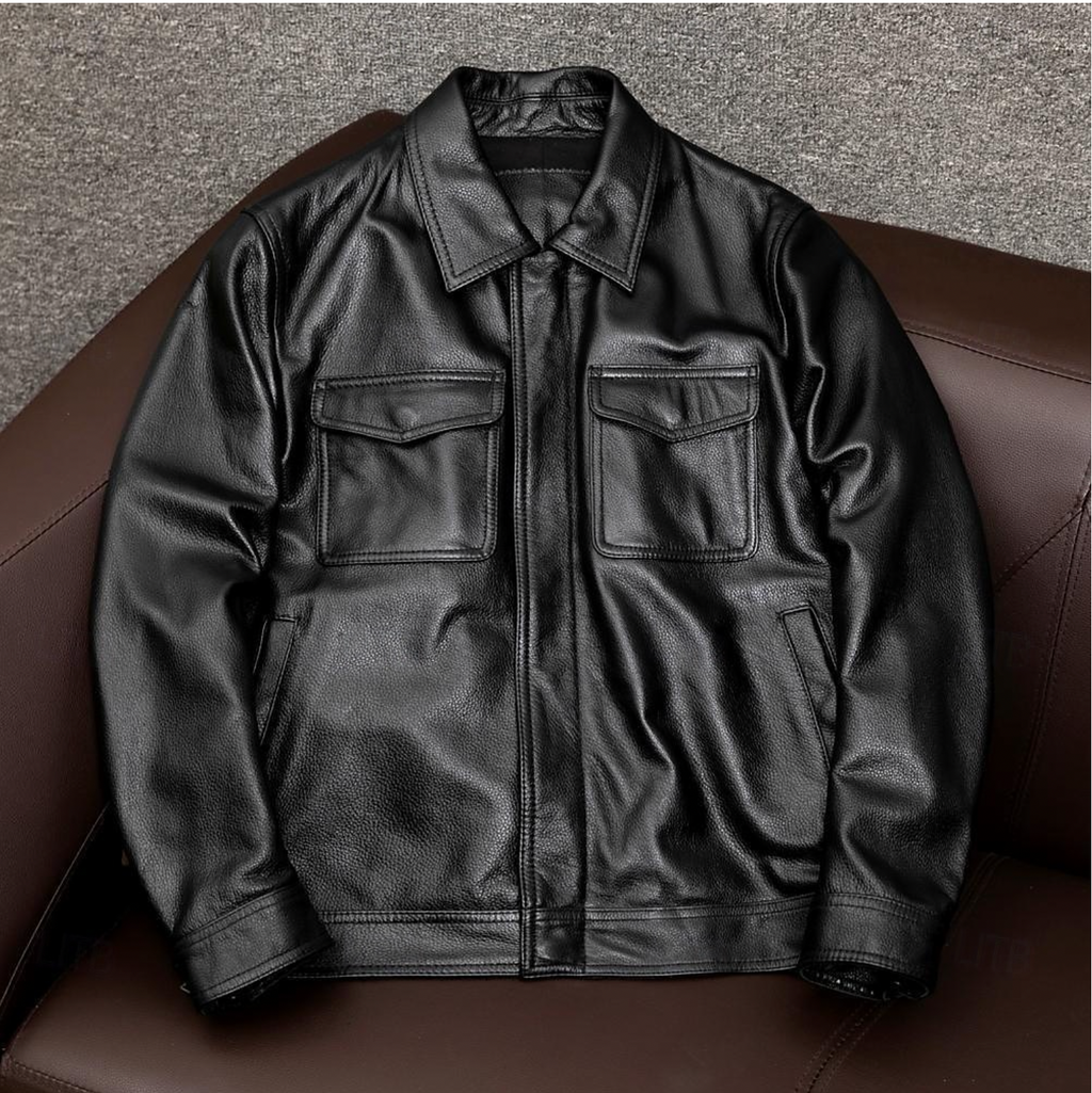 Chaqueta de Cuero Elegante para Hombres | Lujo Clásico