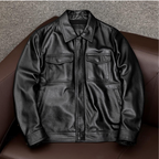 Chaqueta de Cuero Elegante para Hombres | Lujo Clásico