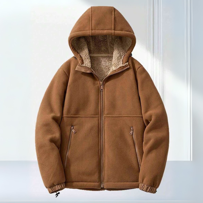Chaqueta de invierno para hombre: abrigada, con capucha y bolsillos con cremallera