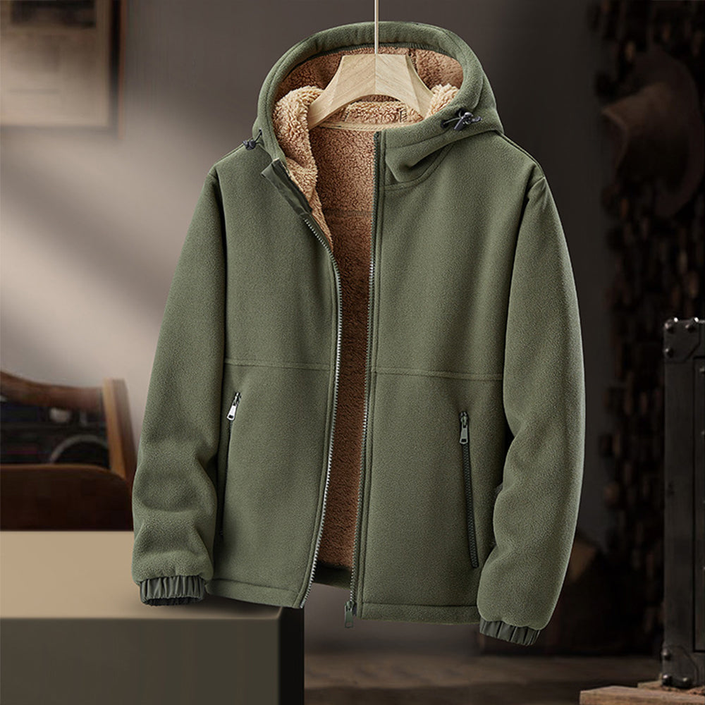 Chaqueta de invierno para hombre: abrigada, con capucha y bolsillos con cremallera