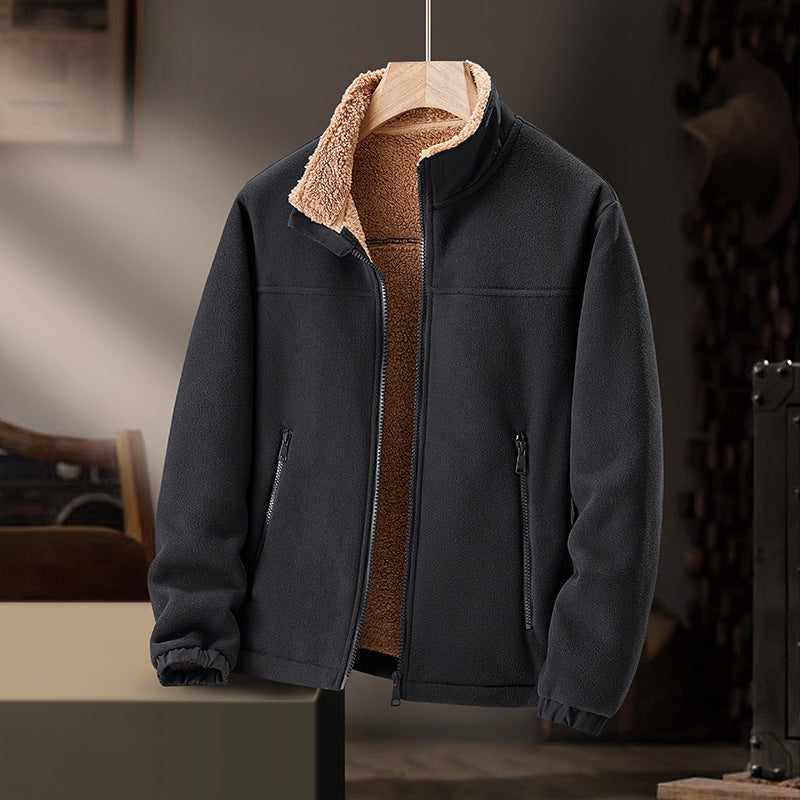 Chaqueta cálida para hombre con cuello alto y cierre de cremallera: elegante comodidad invernal