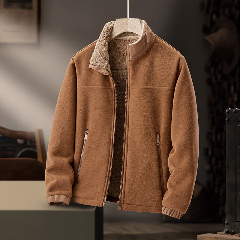 Chaqueta cálida para hombre con cuello alto y cierre de cremallera: elegante comodidad invernal