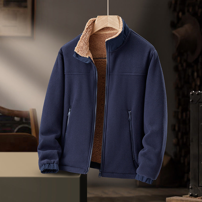 Chaqueta cálida para hombre con cuello alto y cierre de cremallera: elegante comodidad invernal
