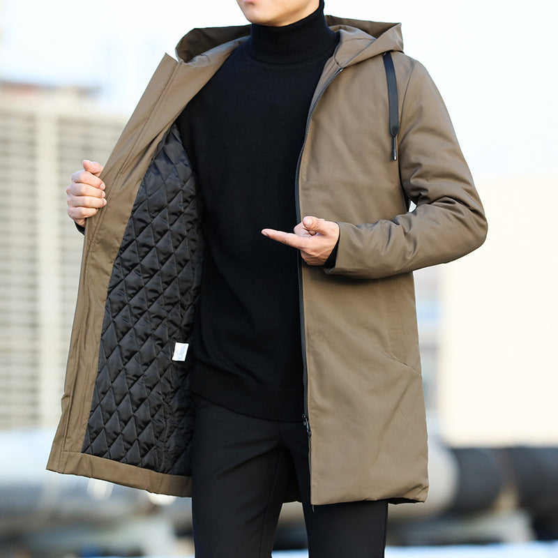 Abrigo largo impermeable de invierno para hombre – cálido con capucha ajustable