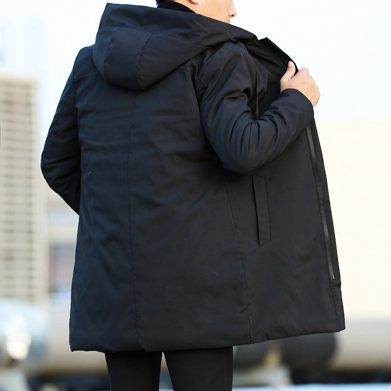 Abrigo largo impermeable de invierno para hombre – cálido con capucha ajustable