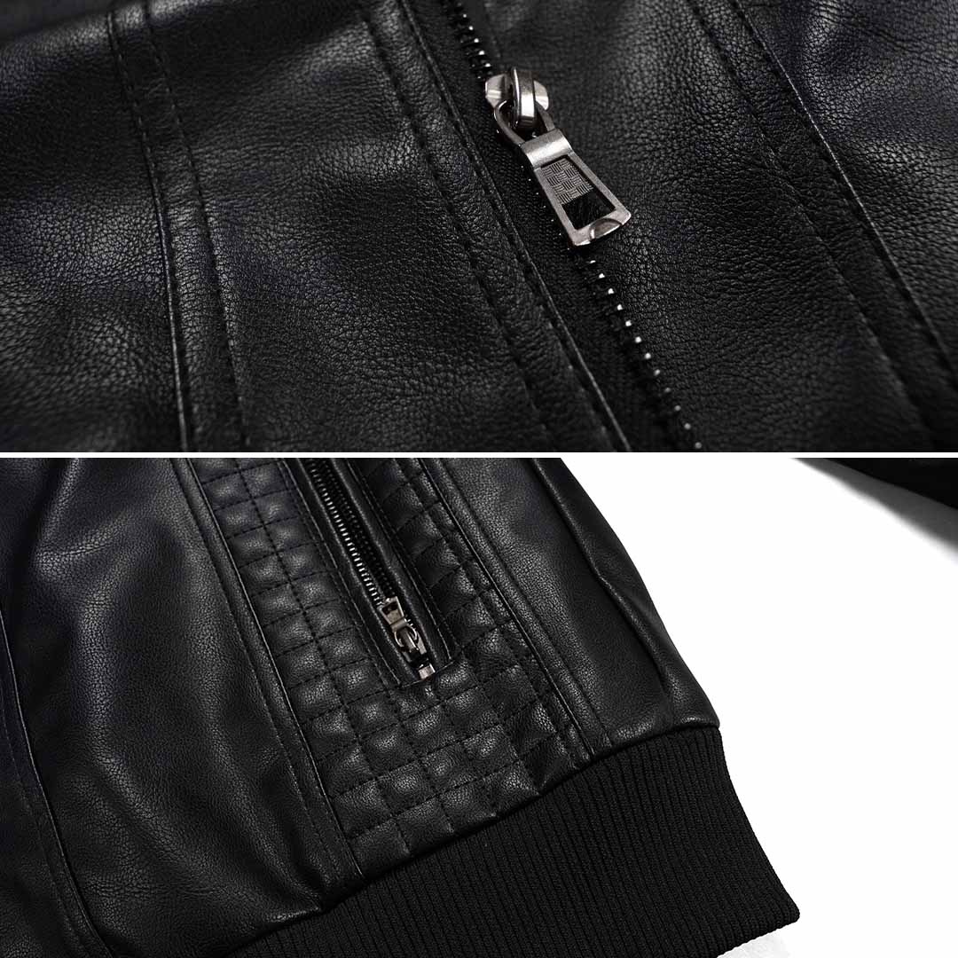 Chaqueta de moto retro para hombre con capucha – estilo urbano con cremallera