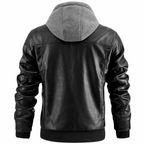 Chaqueta de moto retro para hombre con capucha – estilo urbano con cremallera