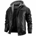 Chaqueta de moto retro para hombre con capucha – estilo urbano con cremallera