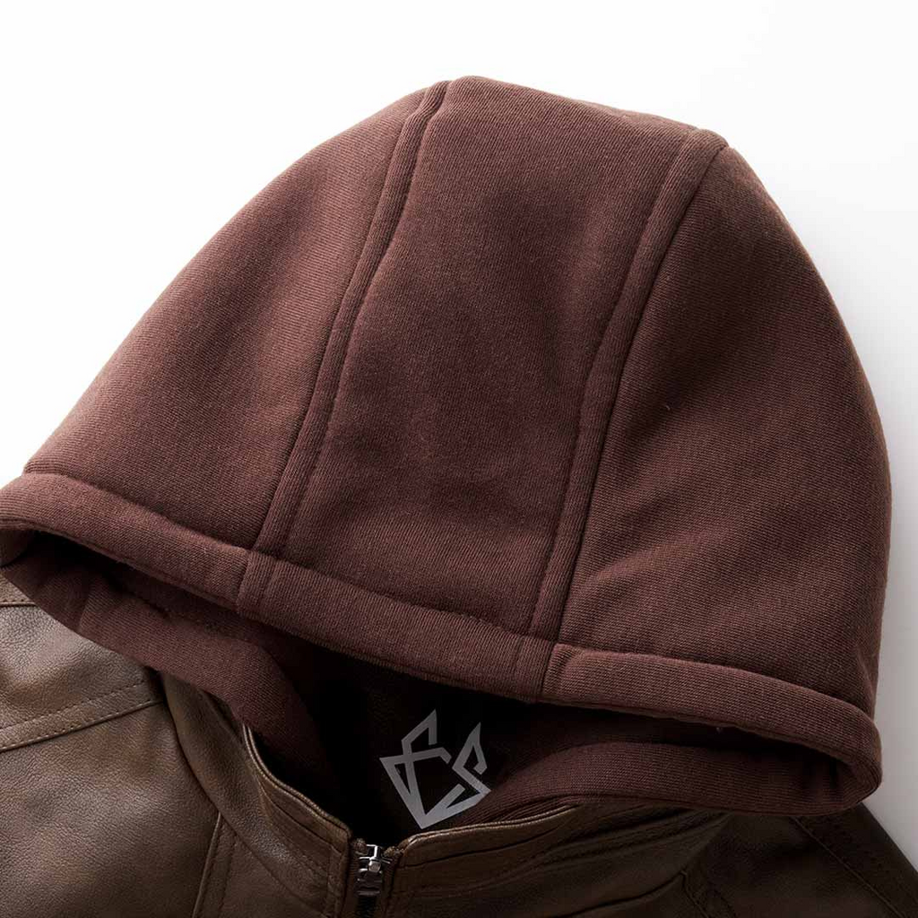 Chaqueta de moto retro para hombre con capucha – estilo urbano con cremallera