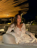 Vestido Rachel de encaje francés con lazo
