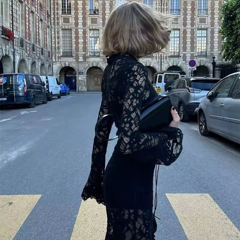 Vestido Rachel de encaje francés con lazo