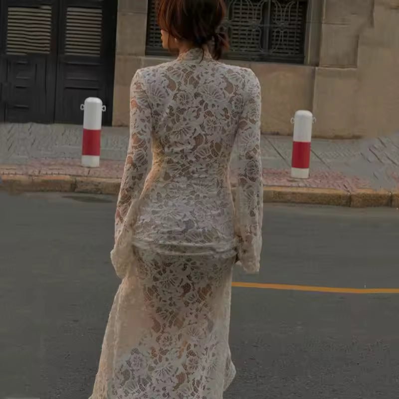 Vestido Rachel de encaje francés con lazo