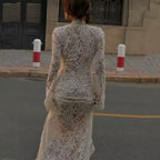 Vestido Rachel de encaje francés con lazo