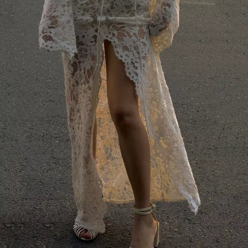 Vestido Rachel de encaje francés con lazo