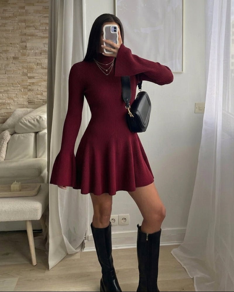 Vestido suéter acanalado Kelly con mangas campana