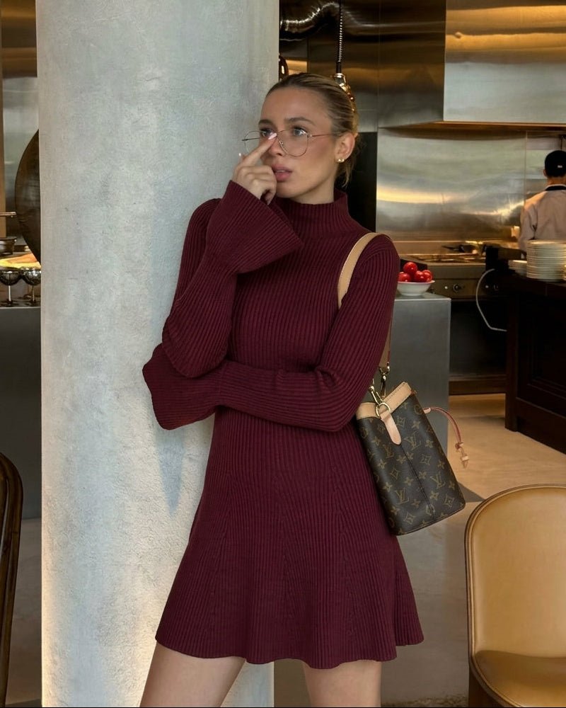 Vestido suéter acanalado Kelly con mangas campana