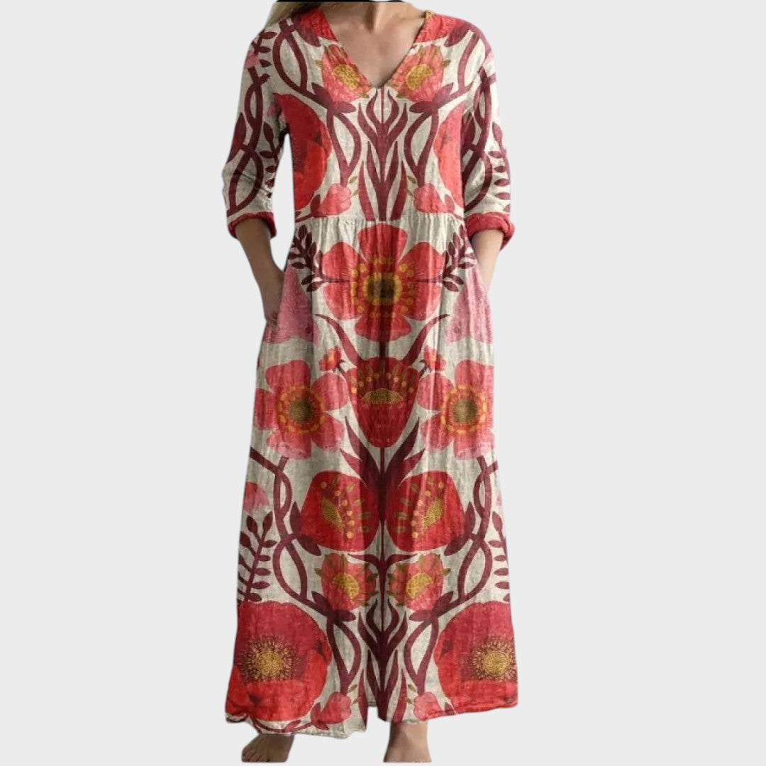 Benedicta | Vestido Largo Floral Vintage - OSMARA Fashion - vista 2
