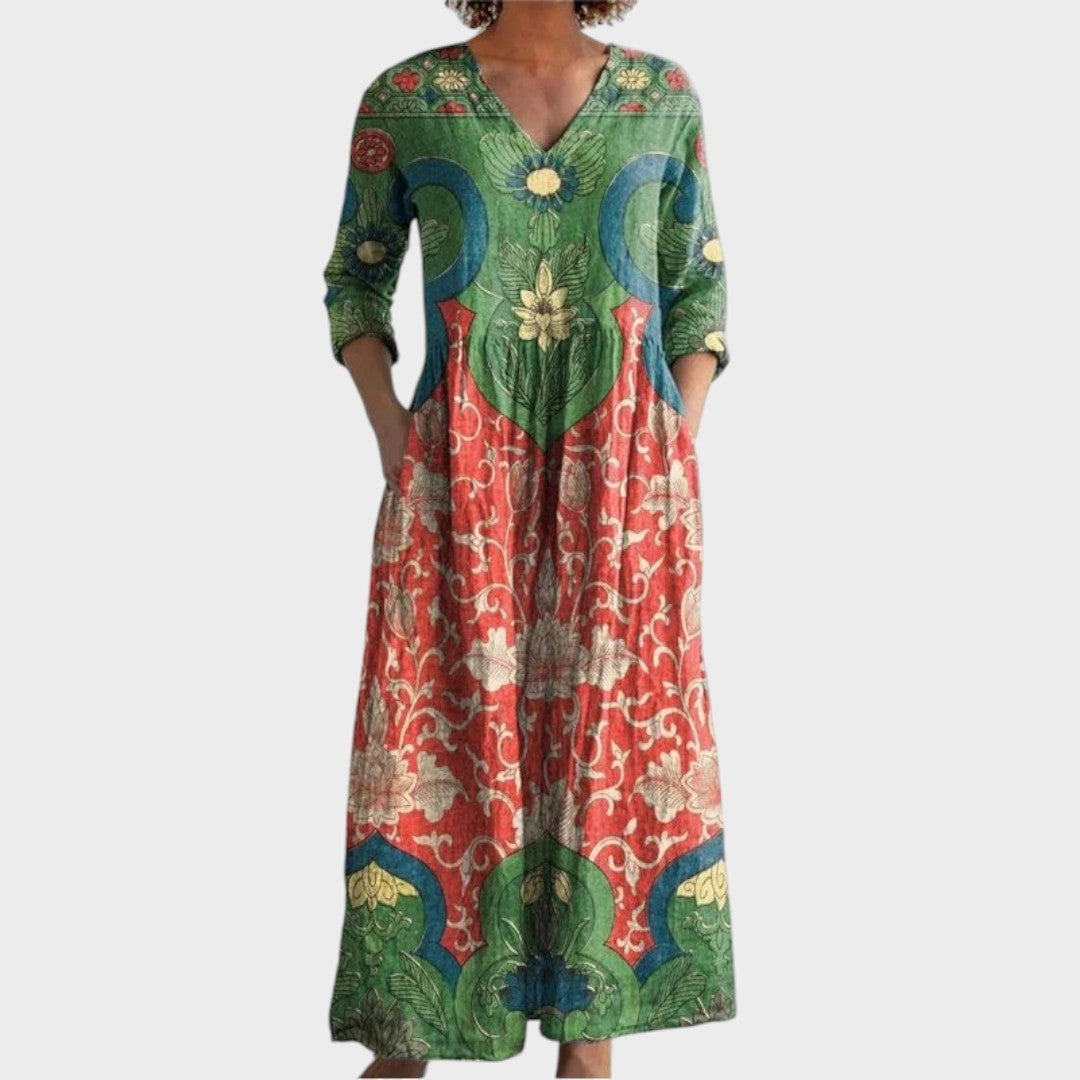Benedicta | Vestido Largo Floral Vintage - OSMARA Fashion